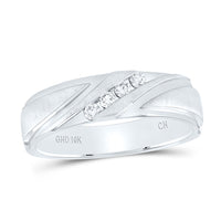 Load image into Gallery viewer, 10kt White Gold Mens Round Diamond Wedding Channel Set Band Ring 1/6 Cttw
