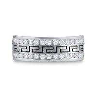 Load image into Gallery viewer, 14k White Gold Mens Round Diamond Grecco Wedding Anniversary Band 3/4 Cttw
