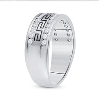 Load image into Gallery viewer, 14k White Gold Mens Round Diamond Grecco Wedding Anniversary Band 3/4 Cttw

