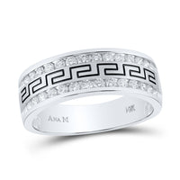 Load image into Gallery viewer, 14k White Gold Mens Round Diamond Grecco Wedding Anniversary Band 3/4 Cttw
