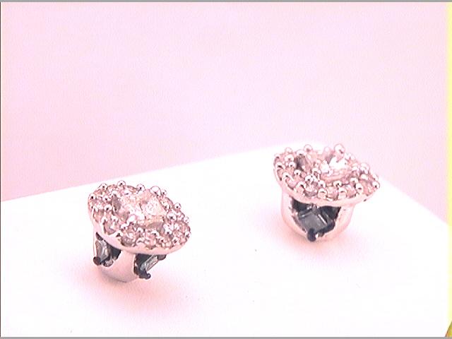 10kt White Gold Womens Color Enhanced Blue Diamond Stud Earrings 3/8 Cttw