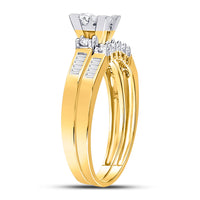 Load image into Gallery viewer, 10kt Yellow Gold Womens Princess Diamond Bridal Wedding Engagement Ring Band Set 1/2 Cttw - Size 6
