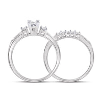 Load image into Gallery viewer, 10kt White Gold Womens Princess Diamond Bridal Wedding Engagement Ring Band Set 1/2 Cttw
