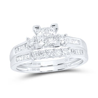 Load image into Gallery viewer, 10kt White Gold Womens Princess Diamond Bridal Wedding Engagement Ring Band Set 1/2 Cttw
