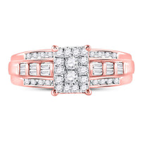 Load image into Gallery viewer, 10kt Rose Gold Womens Round Diamond Cluster Bridal Wedding Engagement Ring 1/2 Cttw
