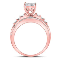 Load image into Gallery viewer, 10kt Rose Gold Womens Round Diamond Cluster Bridal Wedding Engagement Ring 1/2 Cttw
