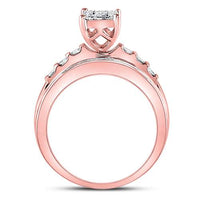 Load image into Gallery viewer, 10kt Rose Gold Womens Round Diamond Cluster Bridal Wedding Engagement Ring 1/2 Cttw
