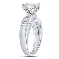 Load image into Gallery viewer, 10kt White Gold Womens Round Diamond Cluster Bridal Wedding Engagement Ring 1/2 Cttw
