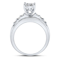 Load image into Gallery viewer, 10kt White Gold Womens Round Diamond Cluster Bridal Wedding Engagement Ring 1/2 Cttw
