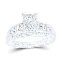 Load image into Gallery viewer, 10kt White Gold Womens Round Diamond Cluster Bridal Wedding Engagement Ring 1/2 Cttw
