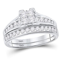 Load image into Gallery viewer, 10kt White Gold Womens Diamond Princess Bridal Wedding Engagement Ring Band Set 7/8 Cttw
