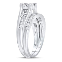 Load image into Gallery viewer, 10kt White Gold Womens Diamond Princess Bridal Wedding Engagement Ring Band Set 7/8 Cttw
