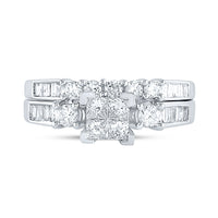 Load image into Gallery viewer, 14kt White Gold Womens Princess Diamond Bridal Wedding Engagement Ring Band Set 7/8 Cttw
