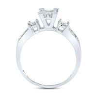 Load image into Gallery viewer, 14kt White Gold Womens Princess Diamond Bridal Wedding Engagement Ring Band Set 7/8 Cttw
