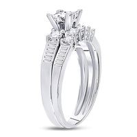 Load image into Gallery viewer, 10kt White Gold Womens Princess Diamond Bridal Wedding Engagement Ring Band Set 7/8 Cttw
