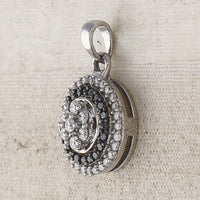 Load image into Gallery viewer, 10kt White Gold Womens Color Enhanced Black Diamond Flower Cluster Fashion Pendant 1/2 Cttw
