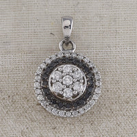 Load image into Gallery viewer, 10kt White Gold Womens Color Enhanced Black Diamond Flower Cluster Fashion Pendant 1/2 Cttw
