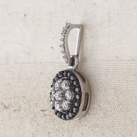Load image into Gallery viewer, 10kt White Gold Womens Color Enhanced Black Diamond Flower Cluster Fashion Pendant 1/2 Cttw
