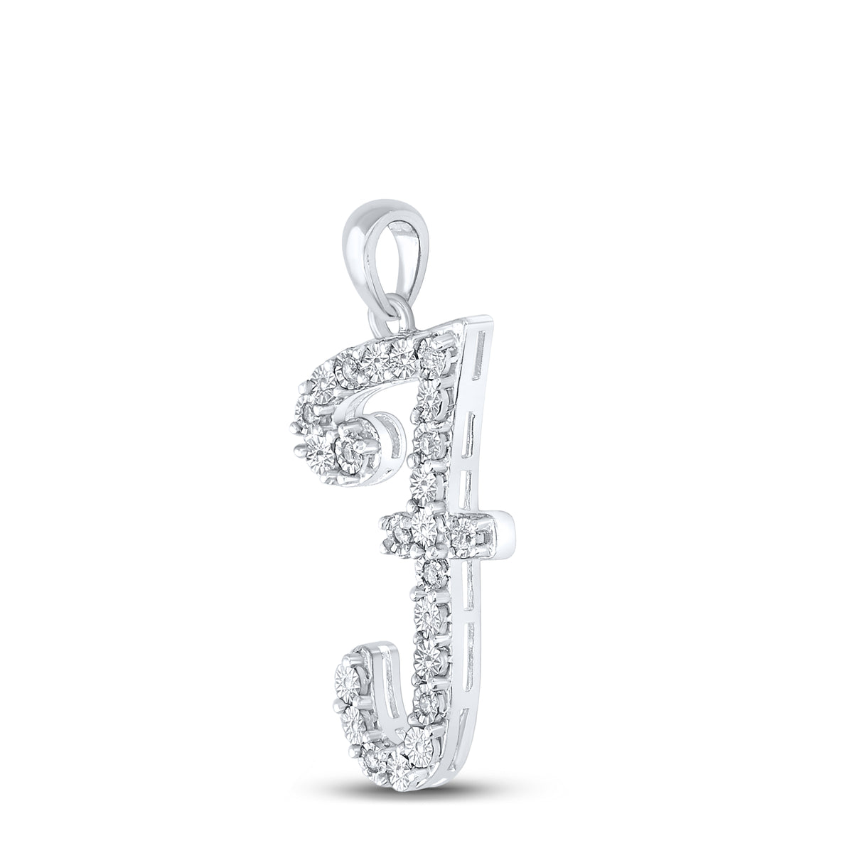 1/10CTW-DIA LADIES INITIAL "F" PENDANT"