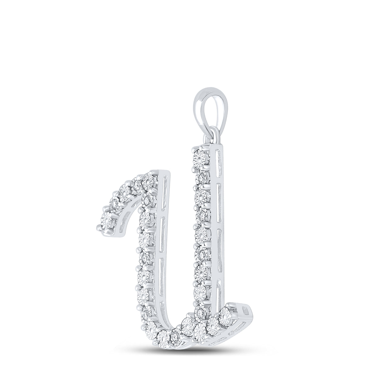 1/10CTW-DIA LADIES INITIAL "U" PENDANT"