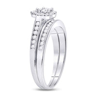Load image into Gallery viewer, 14kt White Gold Womens Diamond Heart Bridal Wedding Engagement Ring Band Set 1/2 Cttw
