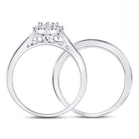 Load image into Gallery viewer, 10kt White Gold Womens Diamond Heart Bridal Wedding Engagement Ring Band Set 1/2 Cttw
