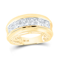 Load image into Gallery viewer, 14kt Yellow Gold Mens Round Diamond 5-Stone Wedding Band Ring 2.00 Cttw
