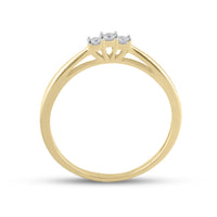 Load image into Gallery viewer, 10kt Yellow Gold Womens Round Diamond 3-stone Bridal Wedding Engagement Ring 1/20 Cttw
