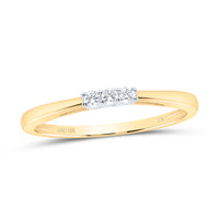 Load image into Gallery viewer, 10kt Yellow Gold Womens Round Diamond 3-stone Bridal Wedding Engagement Ring 1/20 Cttw
