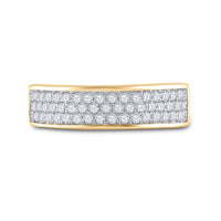 Load image into Gallery viewer, 10kt Yellow Gold Womens Round Diamond 3 Row Band Ring 1/2 Cttw
