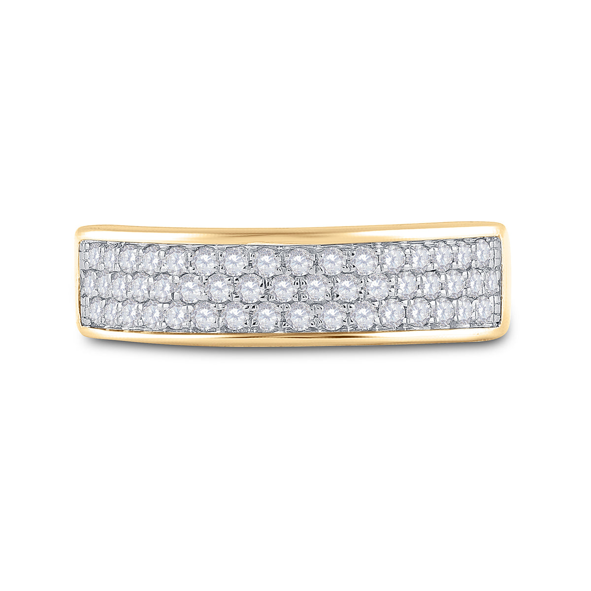 10kt Yellow Gold Womens Round Diamond 3 Row Band Ring 1/2 Cttw