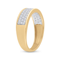 Load image into Gallery viewer, 10kt Yellow Gold Womens Round Diamond 3 Row Band Ring 1/2 Cttw
