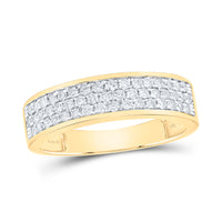 Load image into Gallery viewer, 10kt Yellow Gold Womens Round Diamond 3 Row Band Ring 1/2 Cttw
