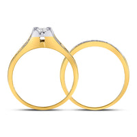 Load image into Gallery viewer, 10kt Yellow Gold Womens Princess Diamond Bridal Wedding Engagement Ring Band Set 1/2 Cttw
