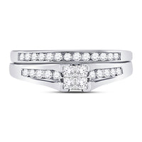 Load image into Gallery viewer, 10kt White Gold Womens Princess Diamond Bridal Wedding Engagement Ring Band Set 1/2 Cttw
