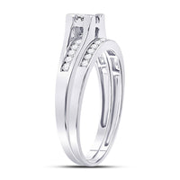 Load image into Gallery viewer, 10kt White Gold Womens Princess Diamond Bridal Wedding Engagement Ring Band Set 1/2 Cttw

