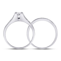 Load image into Gallery viewer, 10kt White Gold Womens Princess Diamond Bridal Wedding Engagement Ring Band Set 1/2 Cttw
