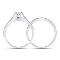 Load image into Gallery viewer, 10kt White Gold Womens Princess Diamond Bridal Wedding Engagement Ring Band Set 1/2 Cttw
