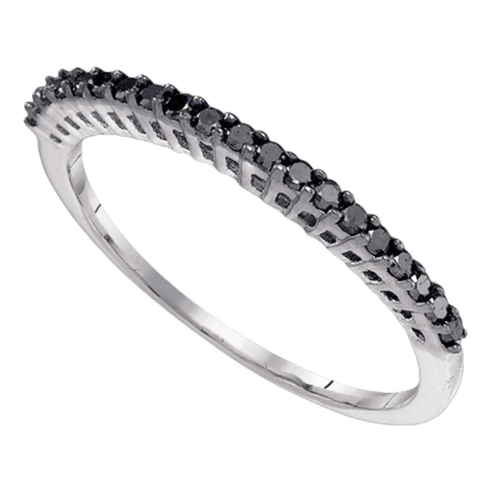 10kt White Gold Womens Color Enhanced Black Diamond Band 1/4 Cttw