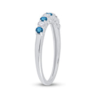 Load image into Gallery viewer, 10kt White Gold Womens Round Blue Color Enhanced Diamond Wedding Band Ring 1/2 Cttw
