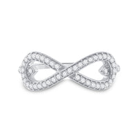 Load image into Gallery viewer, 10kt White Gold Womens Round Diamond Infinity Fashion Ring 1/3 Cttw

