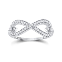 Load image into Gallery viewer, 10kt White Gold Womens Round Diamond Infinity Fashion Ring 1/3 Cttw
