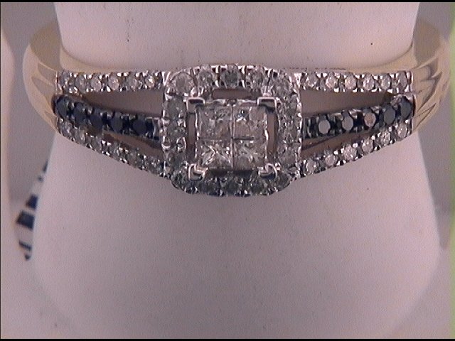 10kt Yellow Gold Womens Color Enhanced Black Diamond Cluster Ring 5/8 Cttw