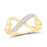 Load image into Gallery viewer, 10kt Yellow Gold Womens Round Diamond Infinity Ring 1/10 Cttw
