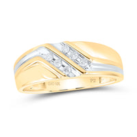 Load image into Gallery viewer, 10kt Two-tone Gold Mens Round Diamond Wedding Band Ring 1/8 Cttw
