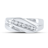 Load image into Gallery viewer, 10kt White Gold Mens Round Diamond Wedding Band Ring 1/8 Cttw
