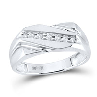 Load image into Gallery viewer, 10kt White Gold Mens Round Diamond Wedding Band Ring 1/8 Cttw
