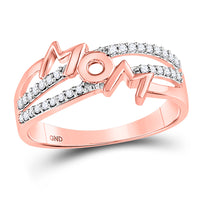 Load image into Gallery viewer, 10kt Rose Gold Womens Round Diamond Mom Mother Band Ring 1/6 Cttw
