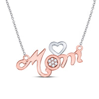 Load image into Gallery viewer, 10kt Rose Gold Womens Round Diamond Mom Mother Heart Pendant 1/20 Cttw

