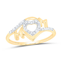 Load image into Gallery viewer, 10kt Yellow Gold Womens Round Diamond Mom Mother Heart Ring 1/10 Cttw
